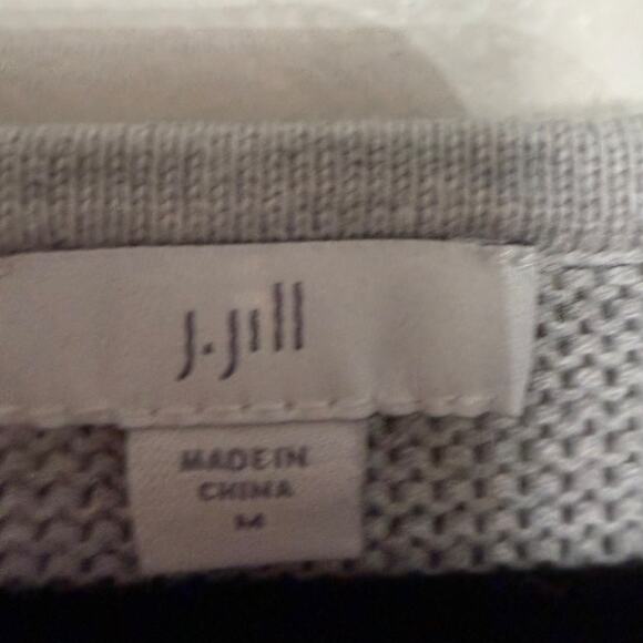 J Jill Sweater Womens Medium Gray Yellow Striped Casual Pullover Knit Top - Picture 3 of 3